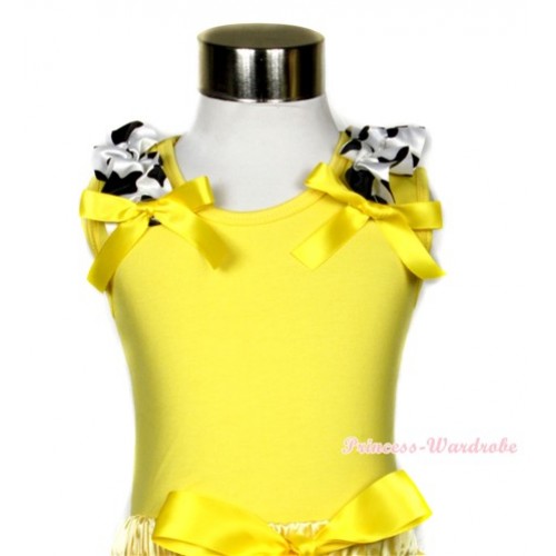 Yellow Tank Top with Milk Cow Ruffles and Yellow Bow TN225 